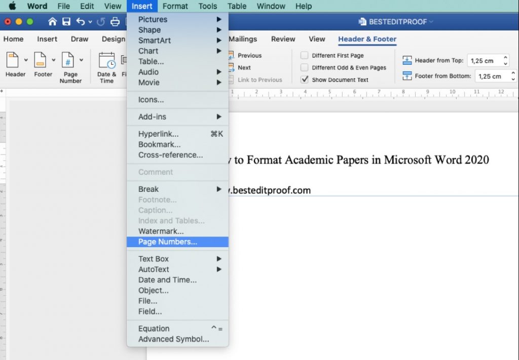 How to add Page Numbers for Academic Papers