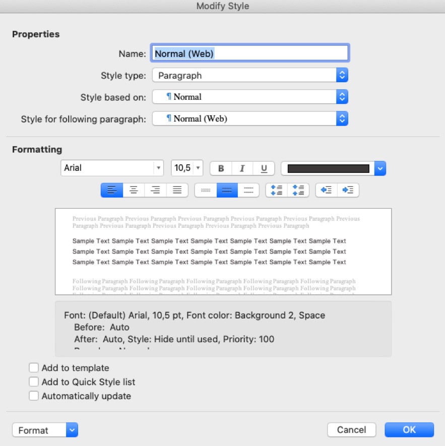 how to change to your default settings in Microsoft Word