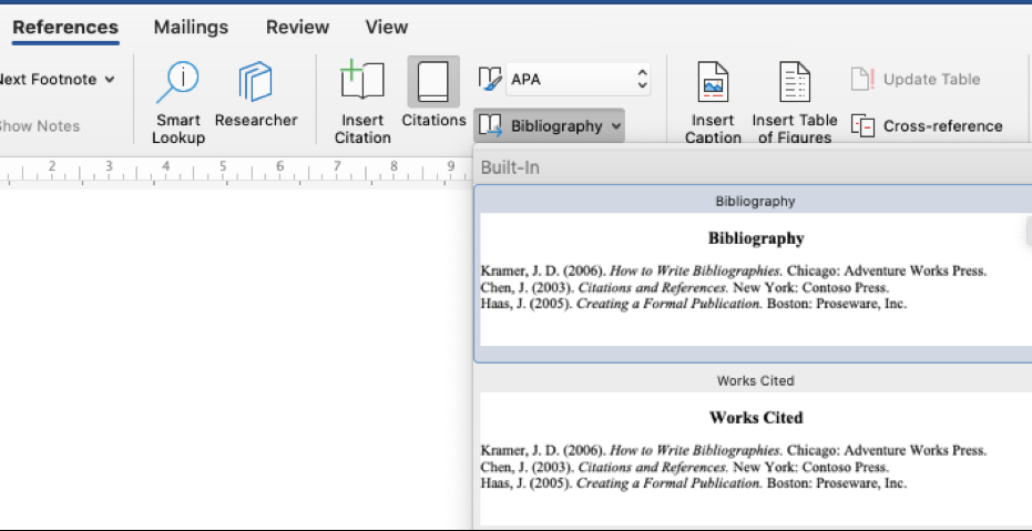 bibliography and works cited list