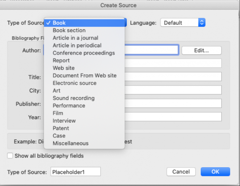 how to insert a citation after a word in word