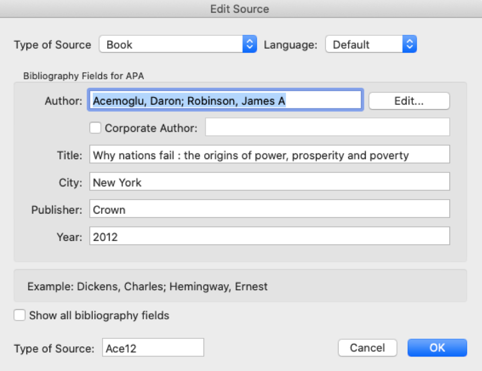 how to put proper format citation in word